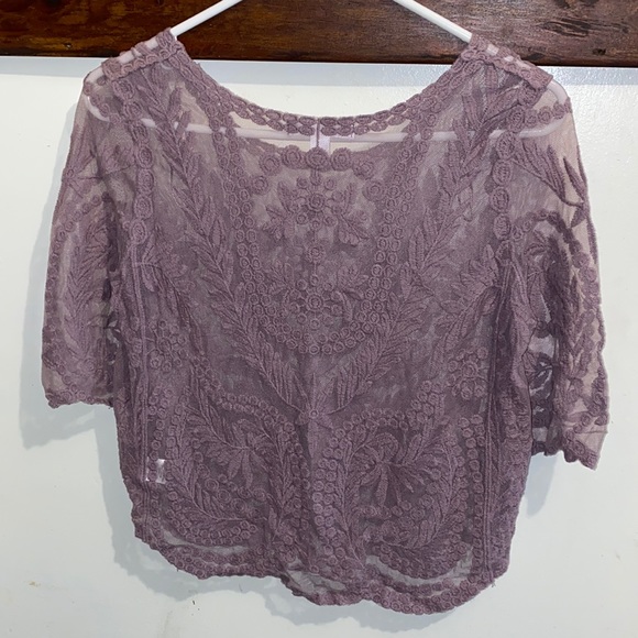 Purple sheer lace top. Size S. - Picture 3 of 4